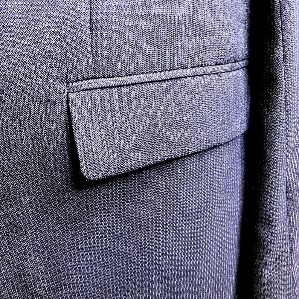 JOHN VARVATOS Men's Navy Blue Bedford Herringbone Blazer Sz 46R Classic Career